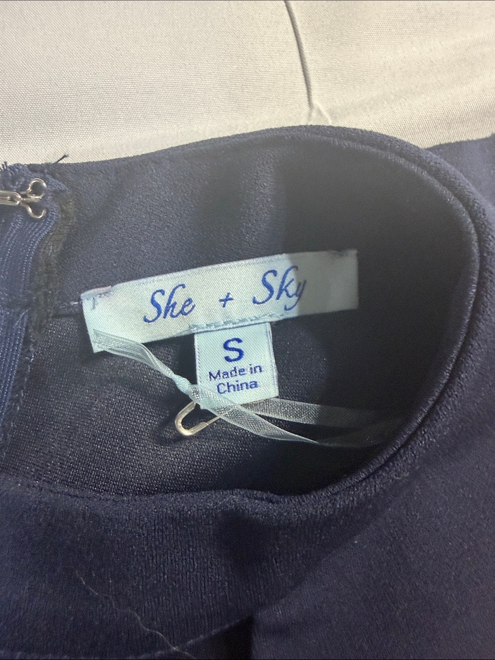 She + Sky Navy Ruffle Shift Mini Dress - Picture 6 of 8